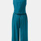 Round Neck Top and Wide Leg Pants Set