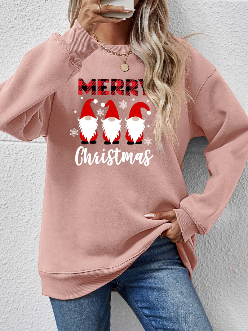 MERRY CHRISTMAS Long Sleeve Sweatshirt Blush Pink