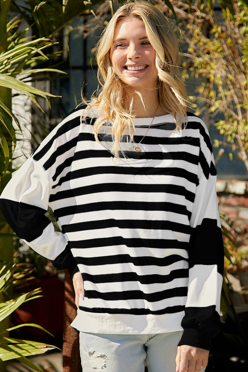 Striped Dropped Shoulder Sweatshirt