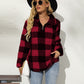 Shiny Plaid Half Zip Long Sleeve Sweatshirt