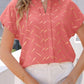 Printed Notched Short Sleeve Blouse