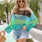 Color Block Openwork Boat Neck Cover Up