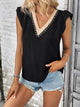 Perfee Ruffled V-Neck Tank Black