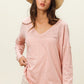 BiBi Exposed Seam V-Neck Long Sleeve T-Shirt