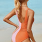 Ruched Plunge Wide Strap One-Piece Swimwear