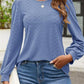 Eyelet Round Neck Long Sleeve Top