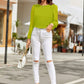 Round Neck Balloon Sleeve Blouse