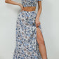 Printed Asymmetrical Cropped Top and Split Skirt Set