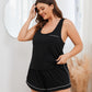 Plus Size Contrast Piping Racerback Tank and Shorts Lounge Set