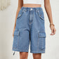 High Waist Denim Shorts with Pockets