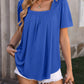 Mandy Ruched Square Neck Short Sleeve Blouse