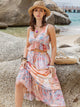 Printed V-Neck Top and Midi Skirt Set Blush Pink