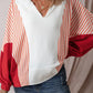 Striped Collared Neck Long Sleeve Sweatshirt