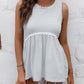 Ivy Lane Striped Lace Trim Round Neck Tank