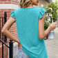 Ruffled Ruched Round Neck Tank