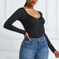 Half Zip Scoop Neck Long Sleeve Bodysuit