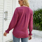 Heathered Flounce Sleeve Curved Hem Top