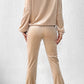 Surplice Long Sleeve Top and Slit Pants Set