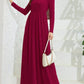 Pocketed V-Neck Long Sleeve Maxi Dress