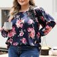 Plus Size Floral Flounce Sleeve Blouse