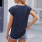 Pocketed Heathered Cap Sleeve T-Shirt