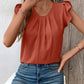 Ivy Lane Ruched Round Neck Cap Sleeve Blouse