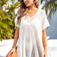 Slit V-Neck Short Sleeve Cover Up