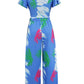 Printed V-Neck Top and Tied Pants Set