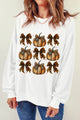 Pumpkin & Bow Graphic Long Sleeve Sweatshirt White