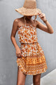 Bohemian Frill Trim Strapless Dress Caramel