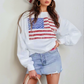 US Flag Round Neck Long Sleeve Sweatshirt