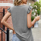 Ruffled Ruched Round Neck Tank