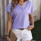 Mandy Textured Surplice Short Sleeve Blouse