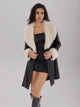 Fuzzy Long Sleeve Longline Coat Black