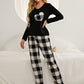 Plaid Heart Top and Pants Lounge Set