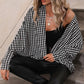 Houndstooth Open Front Batwing Sleeve Cardigan