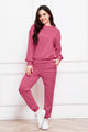 Round Neck Long Sleeve Sweatshirt and Pants Set Hot Pink