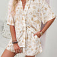 Printed Button Up Shirt and Shorts Set