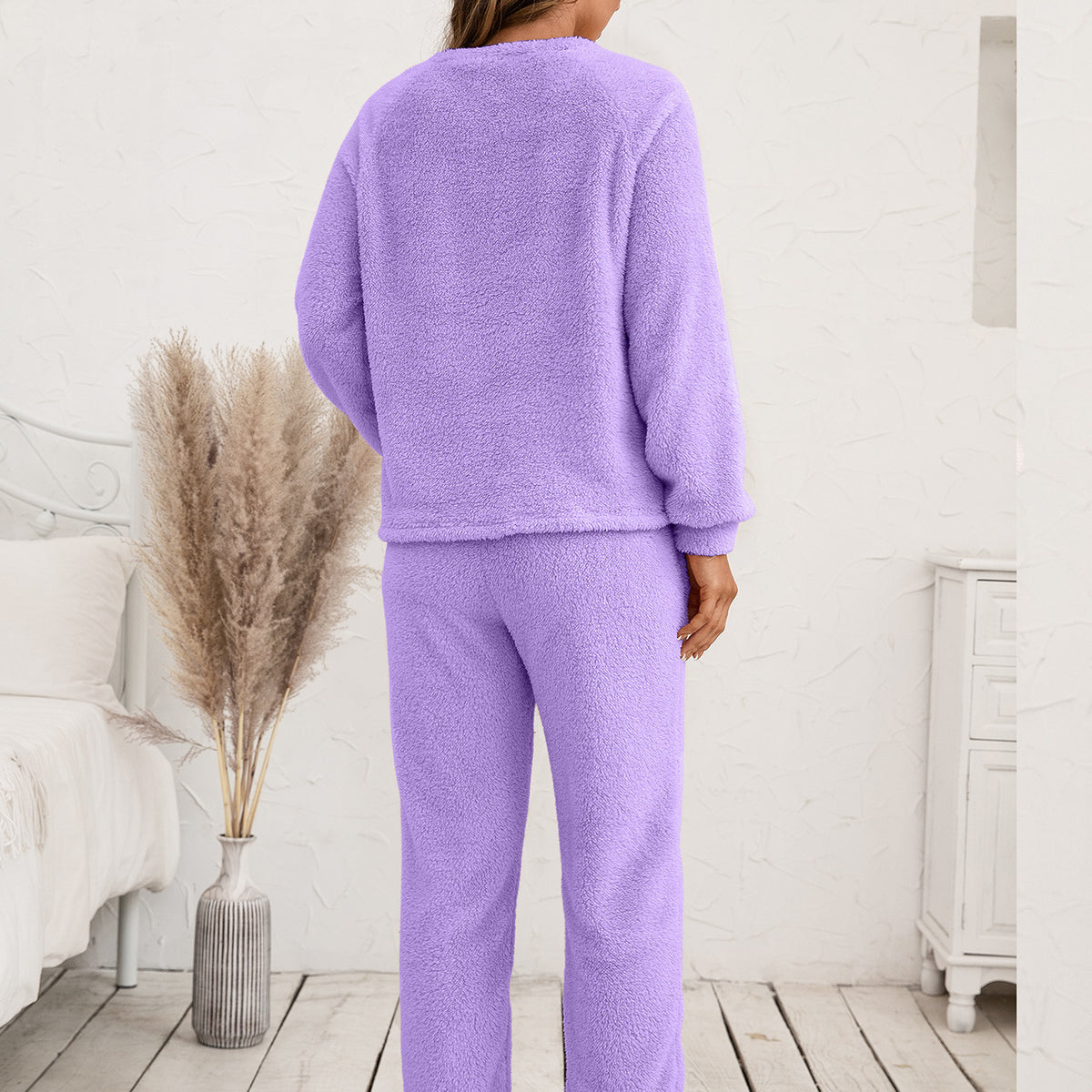 Teddy Long Sleeve Top and Pants Lounge Set