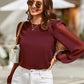 Round Neck Balloon Sleeve Blouse