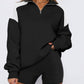 Contrast Quarter Zip Long Sleeve Sweatshirt