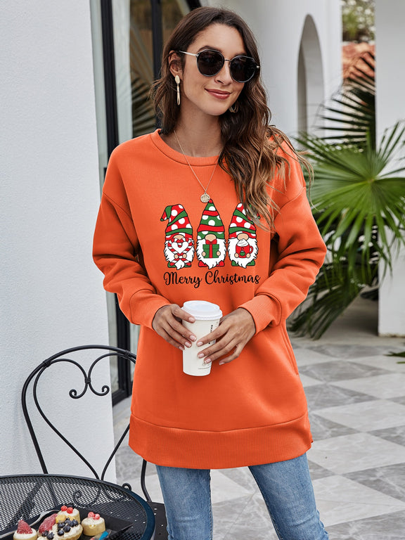 MERRY CHRISTMAS Graphic Sweatshirt Orange-Red