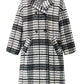 Plaid Double-Breasted Long Sleeve Longline Coat