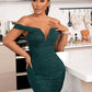 Glitter Ruched Off-Shoulder Bodycon Dress