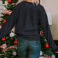 Sequin Patch Pumpkin Round Neck Sweatshirt