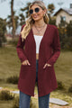 Open Front Long Sleeve Cardigan Burgundy