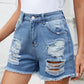 Distressed Raw Hem Denim Shorts