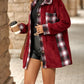 Plaid Button Up Long Sleeve Fuzzy Outerwear