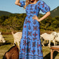 Floral Ruched Puff Sleeve Tiered Maxi Dress