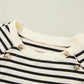 Decorative Button Striped Long Sleeve Sweatshirt